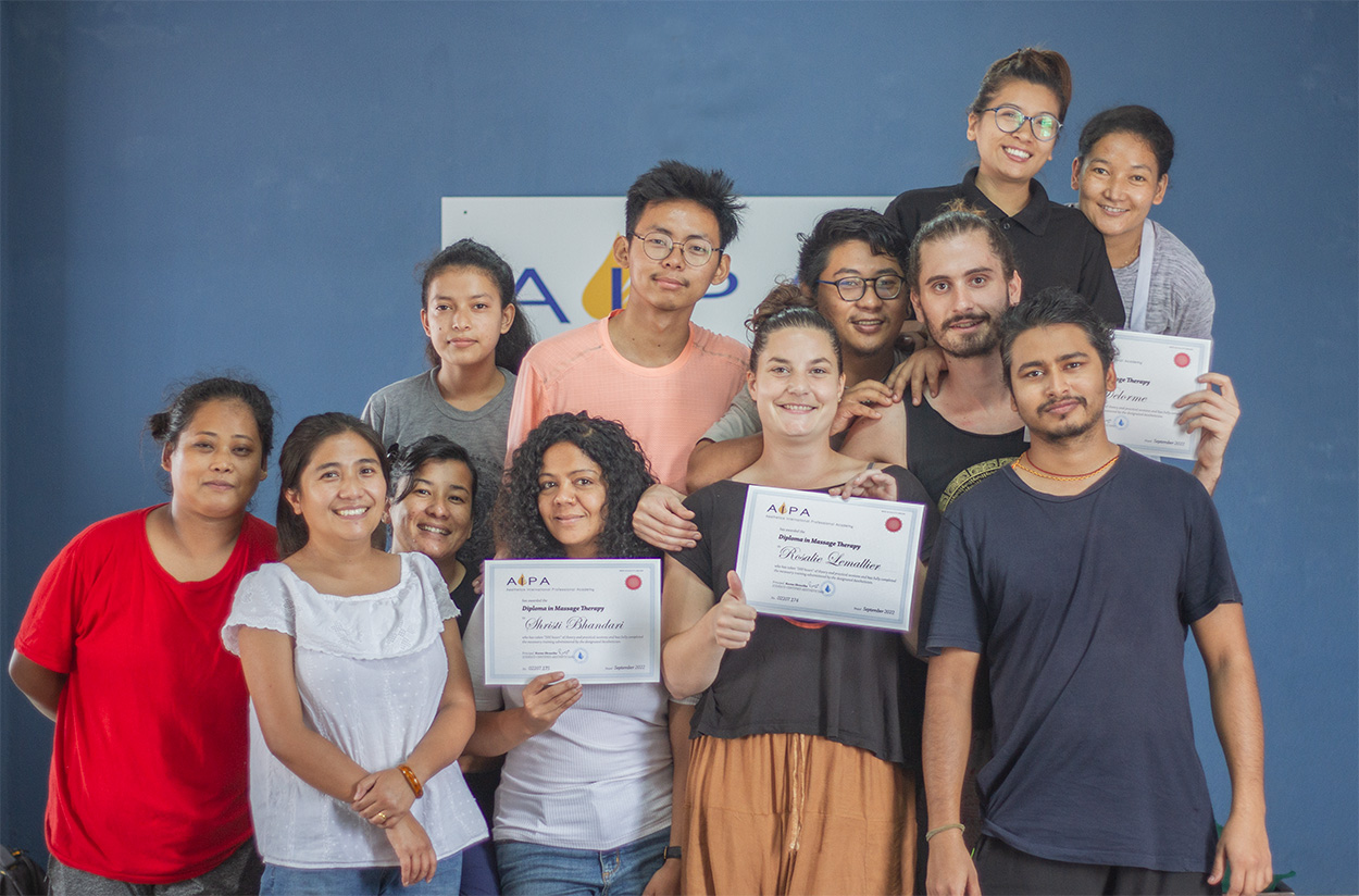 Graduating Students posing for group photo dated on September 2022 - AIPA Nepal Spa Academy