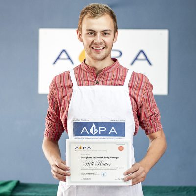 Will Rutter upon graduating with Swedish Massage Certification.