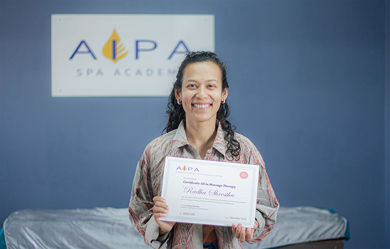 Ms. Radha completed her Certificate-III in Massage Therapy (Nov 2024)