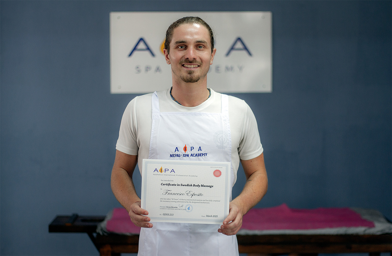 Francesco, AIPA Swedish Body Massage Graduate AIPA Nepal | Most Recommended Spa & Massage Training Academy